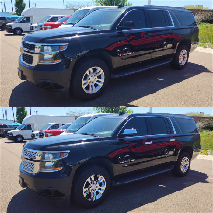 Chevy Suburban before and after chrome trim accessories