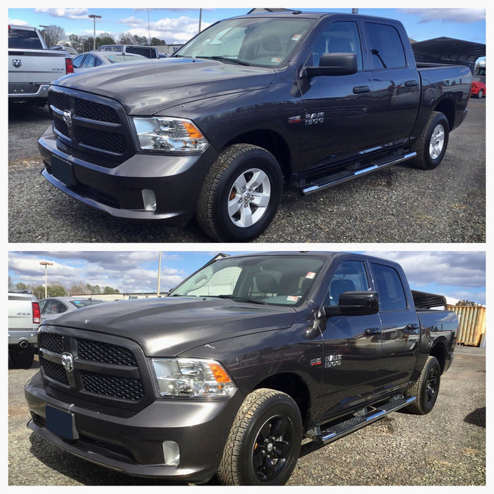 Ram 1500 before and after chrome delete trim
