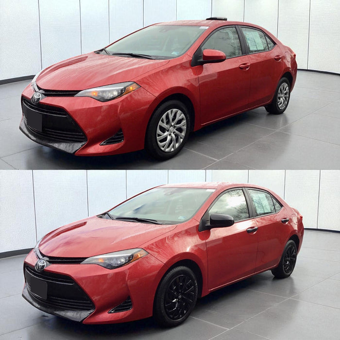 Toyota Corolla before and after chrome delete trim