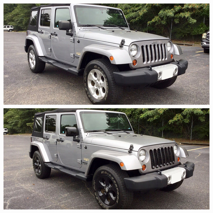 Jeep wrangler before and after chrome delete trim