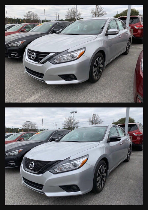 Nissan before and after chrome delete trim