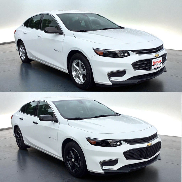 Chevy Malibu before and after chrome delete trim