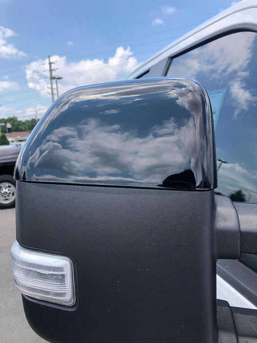 chrome delete mirror cover close up view installed