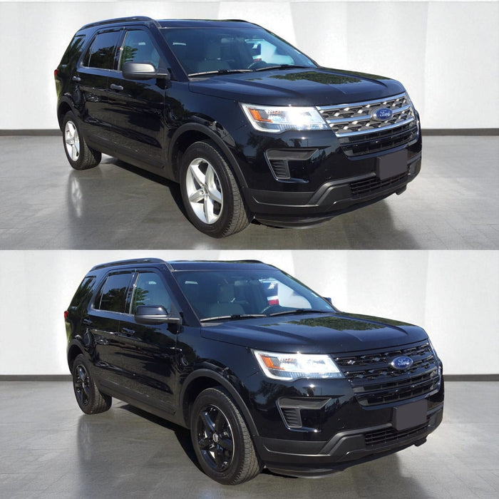 Ford Explorer before and after chrome delete trim