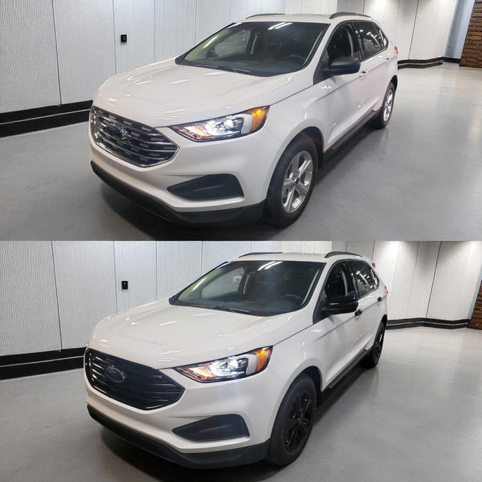 Ford Edge before and after chrome delete trim