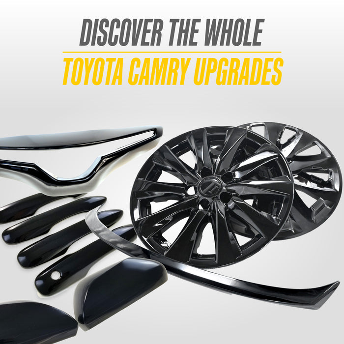 Trim Illusion MC6295BLK Chrome Delete Mirror Cover for 18-20 Toyota Camry | Tape-on Gloss Black ABS Plastic Mirror Cover. 2 PCS kit. U.S. Patented