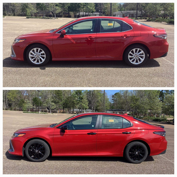 Toyota Camry before and after chrome delete trim accessories