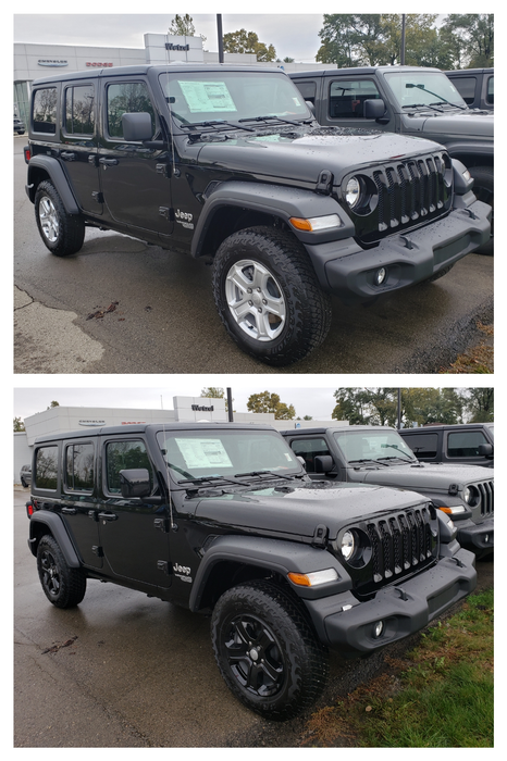 Jeep Wrangler before and after chrome delete trim accessories