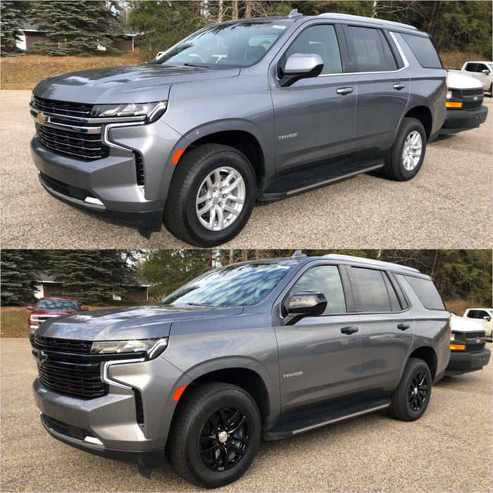 Chevy Tahoe before and after chrome delete trim accessories