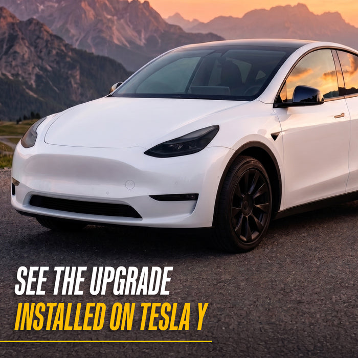 Trim Illusion MC6359BLK Chrome Delete Mirror Cover for 20-25 Tesla Y | Fits Base, Long Range, Performance and Standard Range. Tape-on Gloss Black ABS Mirror Cover. 2 PCS kit. U.S. Patented