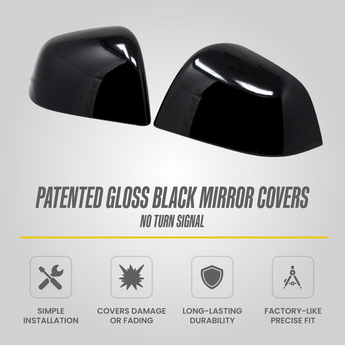 Trim Illusion MC6359BLK Chrome Delete Mirror Cover for 20-25 Tesla Y | Fits Base, Long Range, Performance and Standard Range. Tape-on Gloss Black ABS Mirror Cover. 2 PCS kit. U.S. Patented