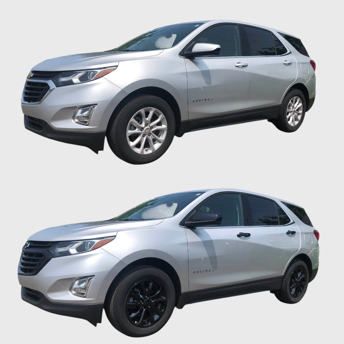 Chevy Equinox before and after chrome delete trim accessories