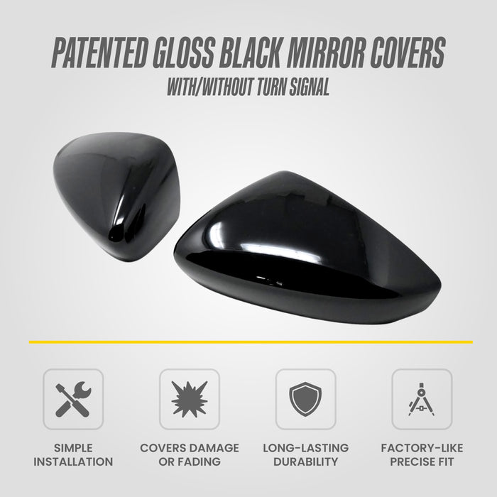 Trim Illusion MC6363BLK Chrome Delete Mirror Cover for 20-25 Mazda 3 | Fits Base, Preferred, Select, Premium and more. Tape-on Gloss Black ABS Mirror Cover. 2 PCS kit. U.S. Patented