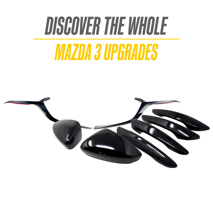 Trim Illusion MC6363BLK Chrome Delete Mirror Cover for 20-25 Mazda 3 | Fits Base, Preferred, Select, Premium and more. Tape-on Gloss Black ABS Mirror Cover. 2 PCS kit. U.S. Patented