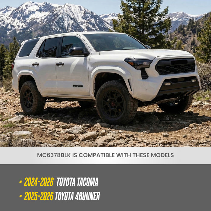 Trim Illusion MC6374BLK Chrome Delete Mirror Cover for 25-26 Toyota 4Runner - Replacement Gloss Black ABS Mirror Cover. 2 PCS kit. U.S. Patented