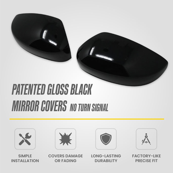 Mirror Cover Overlay 2017-2024 Chrysler Pacifica Gloss Black Top Half Caps (No Turn Signal Cutout), 2 Piece Set for 2017-2024 Chrysler Pacifica - MC6385BLK