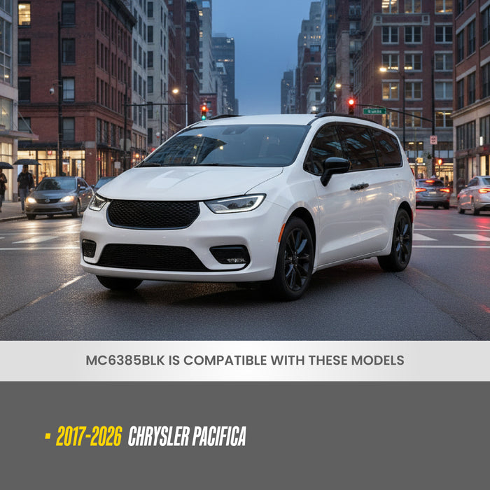 Mirror Cover Overlay 2017-2024 Chrysler Pacifica Gloss Black Top Half Caps (No Turn Signal Cutout), 2 Piece Set for 2017-2024 Chrysler Pacifica - MC6385BLK