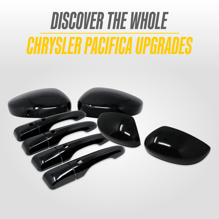 Mirror Cover Overlay 2017-2024 Chrysler Pacifica Gloss Black Top Half Caps (No Turn Signal Cutout), 2 Piece Set for 2017-2024 Chrysler Pacifica - MC6385BLK