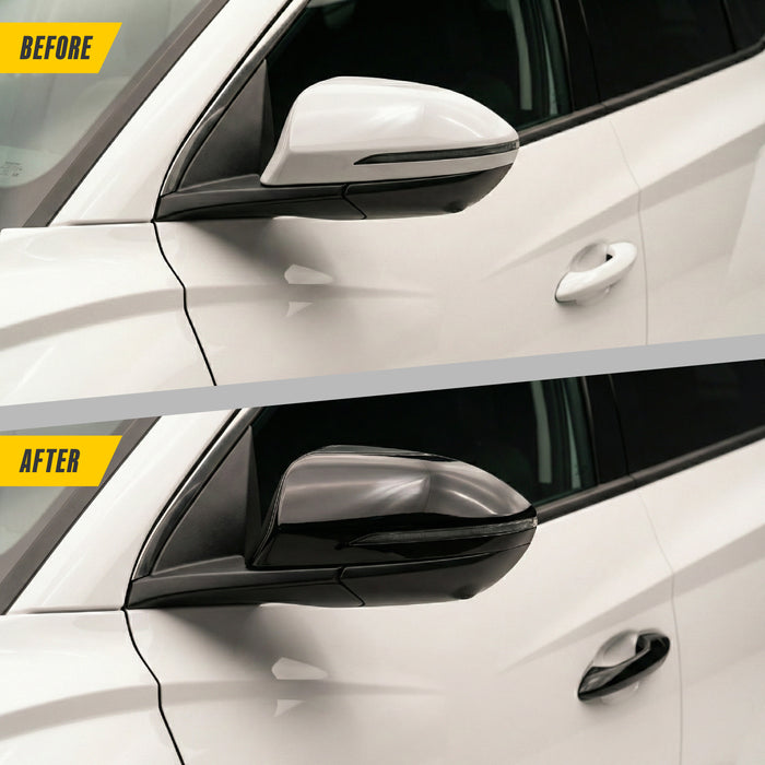 Trim Illusion Mirror Cover Overlay Gloss Black Caps Turn Signals 2 Piece Set 2023-2026 Hyundai Tucson