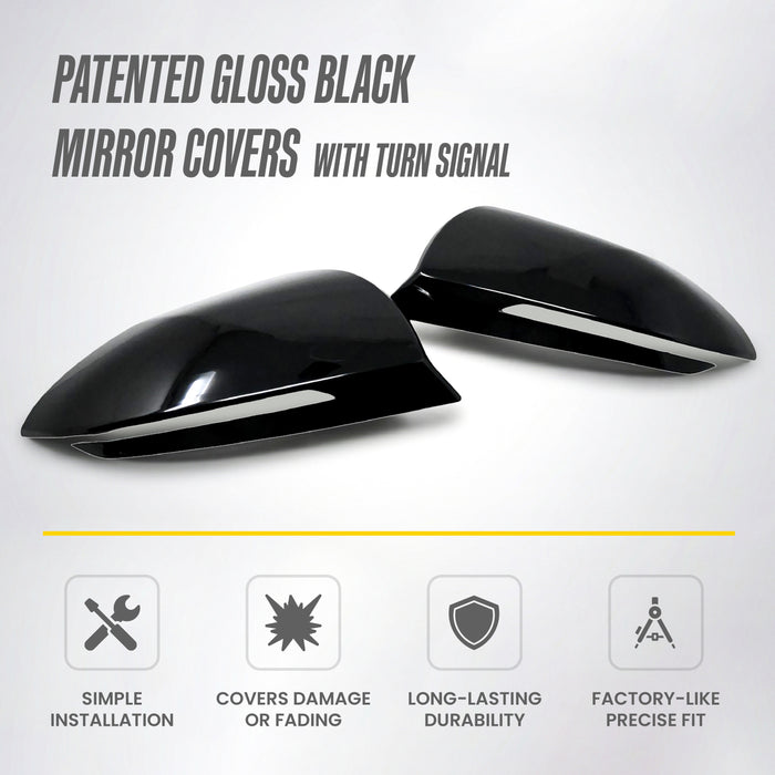 Mirror Cover Overlay Gloss Black Caps No Turn Signals 2 PC - MC6386BLK