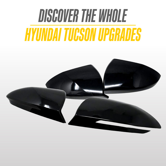 Trim Illusion Mirror Cover Overlay Gloss Black Caps Turn Signals 2 Piece Set 2023-2026 Hyundai Tucson