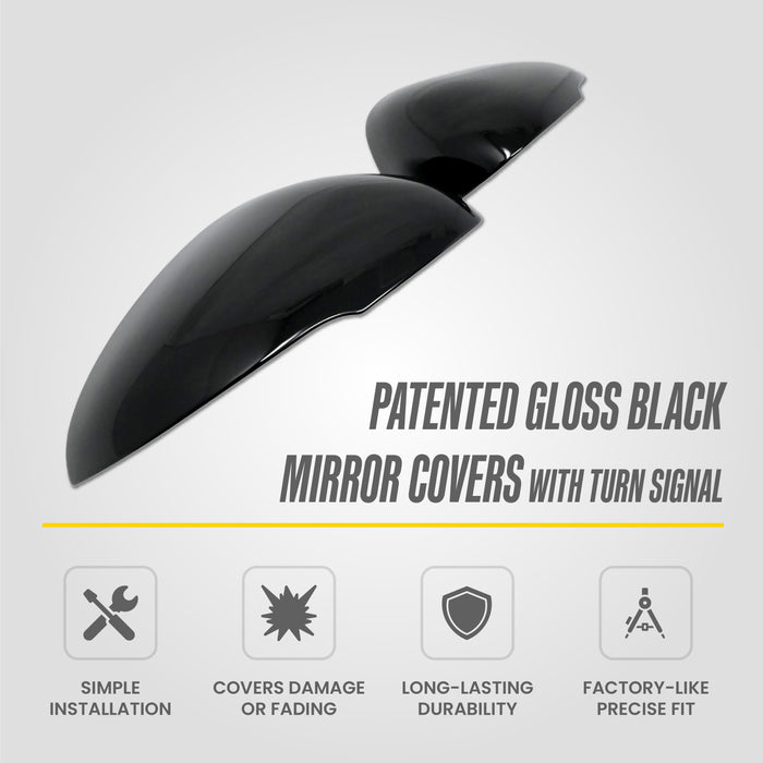 Trim Illusion MC6387BLK Chrome Delete Mirror Cover for 21-26 Kia K5 | Fits LX, GT, LXS, EX and GT-Line. Tape-on Gloss Black ABS Mirror Cover. 2 PCS kit. U.S. Patented