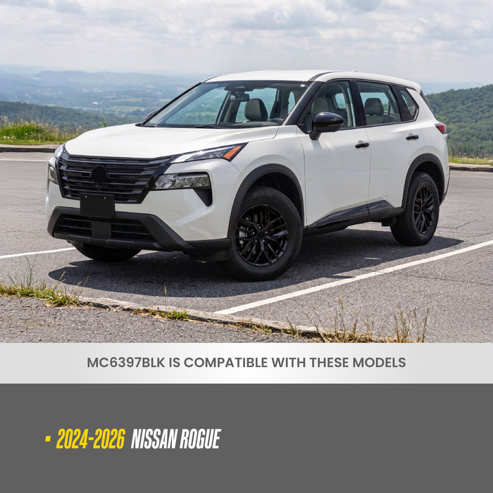 MC6397BLK compatibility: fits 2024-2026 Nissan Rogue, shown on a white 2026 Rogue