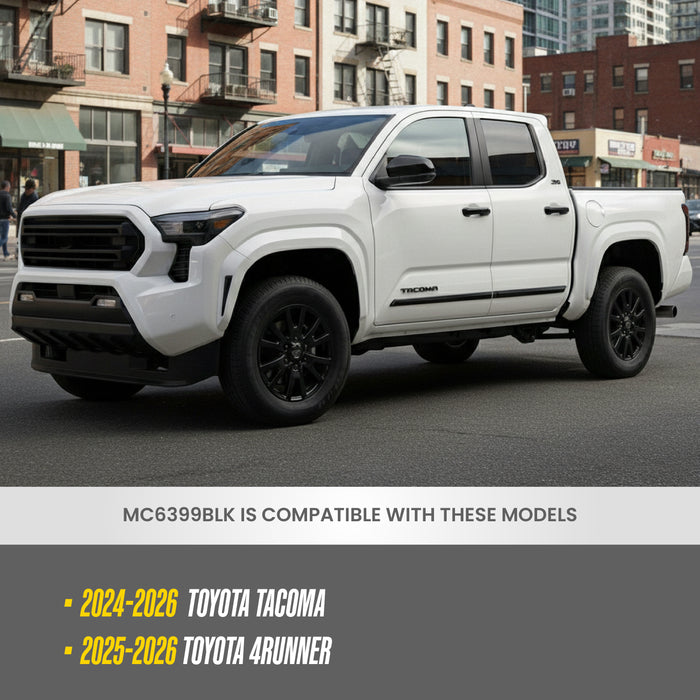 Trim Illusion MC6399BLK Chrome Delete Mirror Cover for 24-26 Toyota Tacoma - Tape-on Gloss Black ABS Mirror Cover. 2 PCS kit. U.S. Patented