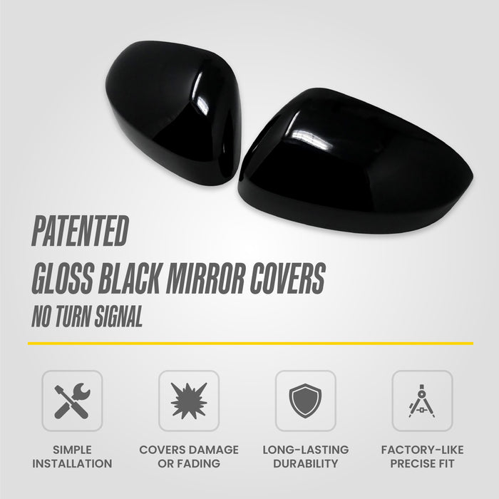 Mirror Cover Overlay Compatible with 2025-2026 Nissan Kicks Gloss Black Top Half Caps No Turn Signal Cutout, 2 PC - MC6404BLK