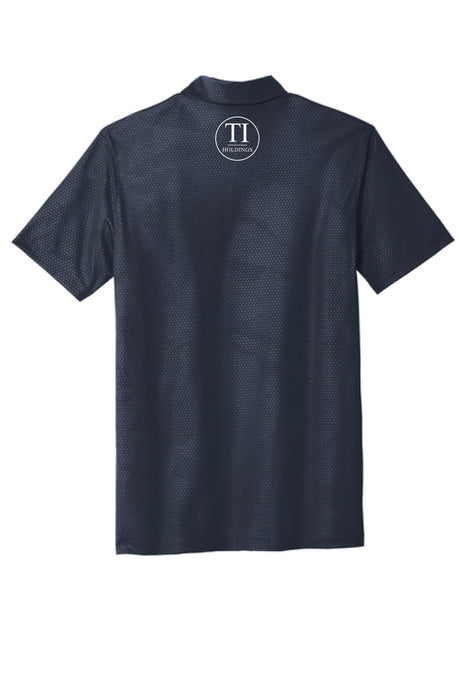 Navy polo shirt with a TI Holdings logo on a white background