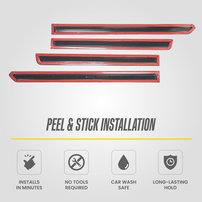Trim Illusion SM6102BLK Chrome Delete Door Molding for 24-26 Toyota Tacoma | Fits SR, SR5, Limited, Trailhunter, TRD range and more. Tape-on Gloss Black ABS Door Molding. 4 PCS kit. U.S. Patented