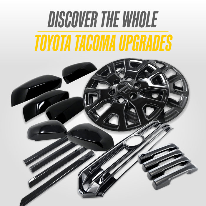 Trim Illusion SM6102BLK Chrome Delete Door Molding for 24-26 Toyota Tacoma | Fits SR, SR5, Limited, Trailhunter, TRD range and more. Tape-on Gloss Black ABS Door Molding. 4 PCS kit. U.S. Patented