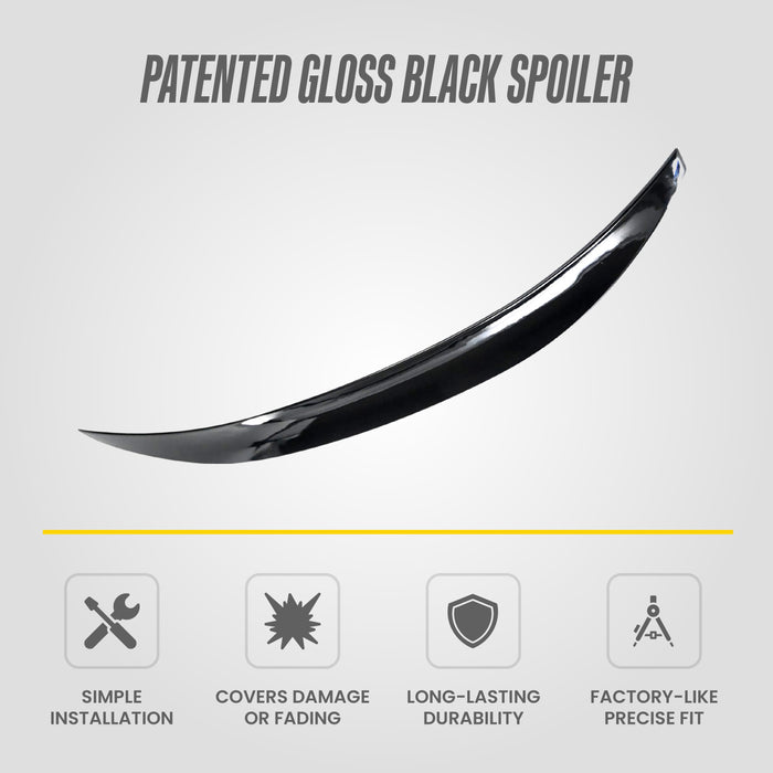 Rear Trunk Spoiler Wing Toyota Corolla Sedan 2020-2025 Gloss Black Flush Mount Tape-On Lip - SP6004BLK