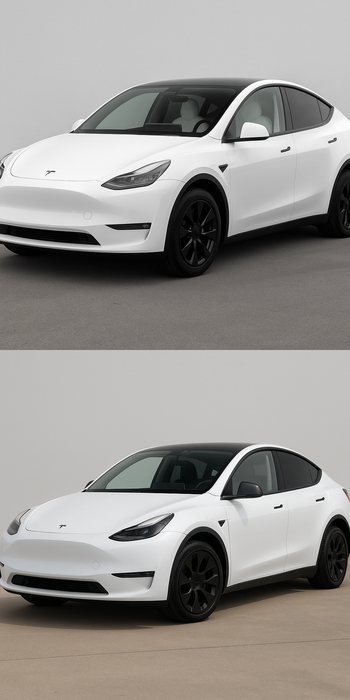 Tesla Model Y chrome delete mirror covers before and after