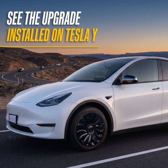 Trim Illusion WC116-19BLK Chrome Delete 19" Wheel Cover for 20-24 Tesla Y | Fits Long Range, Performance and Standard Range. Snap-on Gloss Black ABS Wheel Cover. 4 PCS kit. U.S. Patented