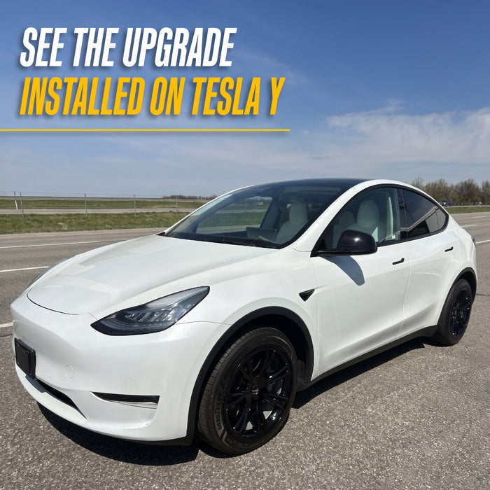 Trim Illusion WC120-19BLK Chrome Delete 19" Wheel Cover for 20-25 Tesla Y | Fits Long Range, Performance and Standard Range. Snap-on Gloss Black Wheel Cover. U.S. Patented