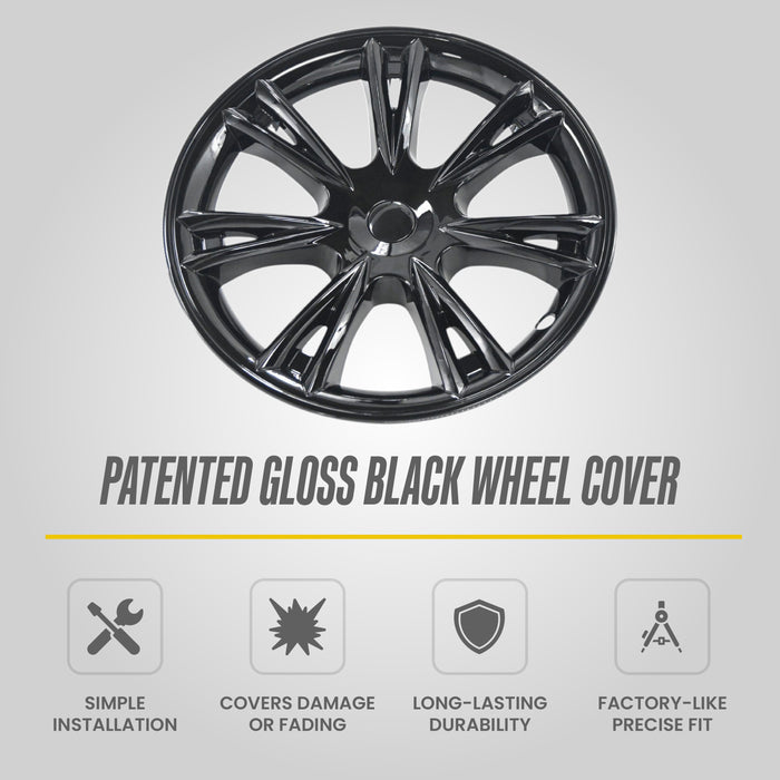Trim Illusion WC120-19BLK Chrome Delete 19" Wheel Cover for 20-25 Tesla Y | Fits Long Range, Performance and Standard Range. Snap-on Gloss Black Wheel Cover. U.S. Patented