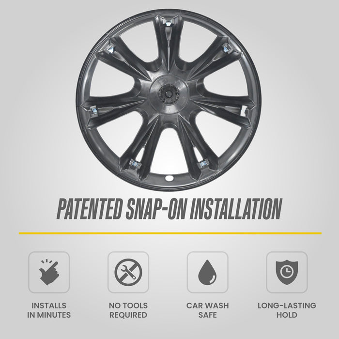 Trim Illusion WC120-19BLK Chrome Delete 19" Wheel Cover for 20-25 Tesla Y | Fits Long Range, Performance and Standard Range. Snap-on Gloss Black Wheel Cover. U.S. Patented