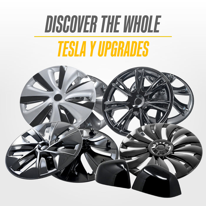 Trim Illusion WC120-19BLK Chrome Delete 19" Wheel Cover for 20-25 Tesla Y | Fits Long Range, Performance and Standard Range. Snap-on Gloss Black Wheel Cover. U.S. Patented