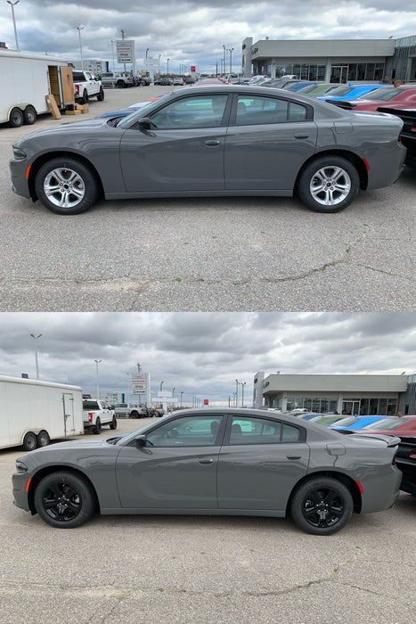 charger before and after chrome delete wheel skins installed