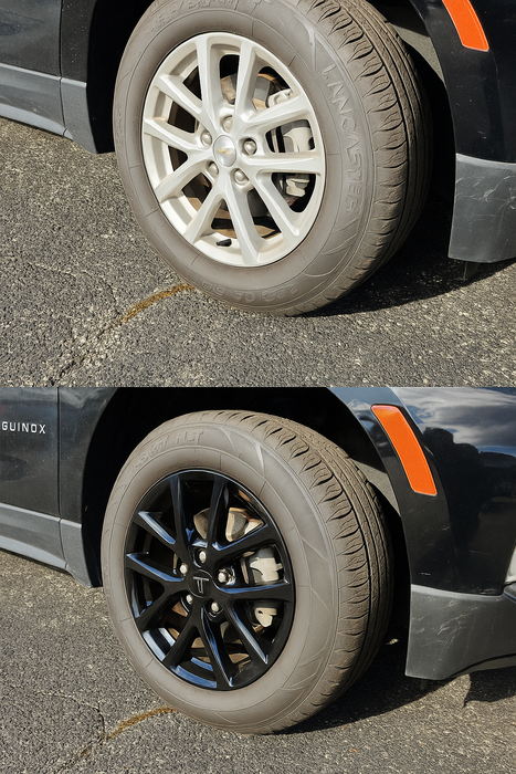 chevy equinox before and after chrome delete wheel skin