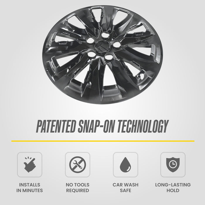 Trim Illusion WSK728-17BLK Chrome Delete 17" Wheel Skin for 18-20 Toyota Camry - Fits LE. Snap-on Gloss Black PP Blend Wheel Skin. 8 PCS kit. U.S. Patented