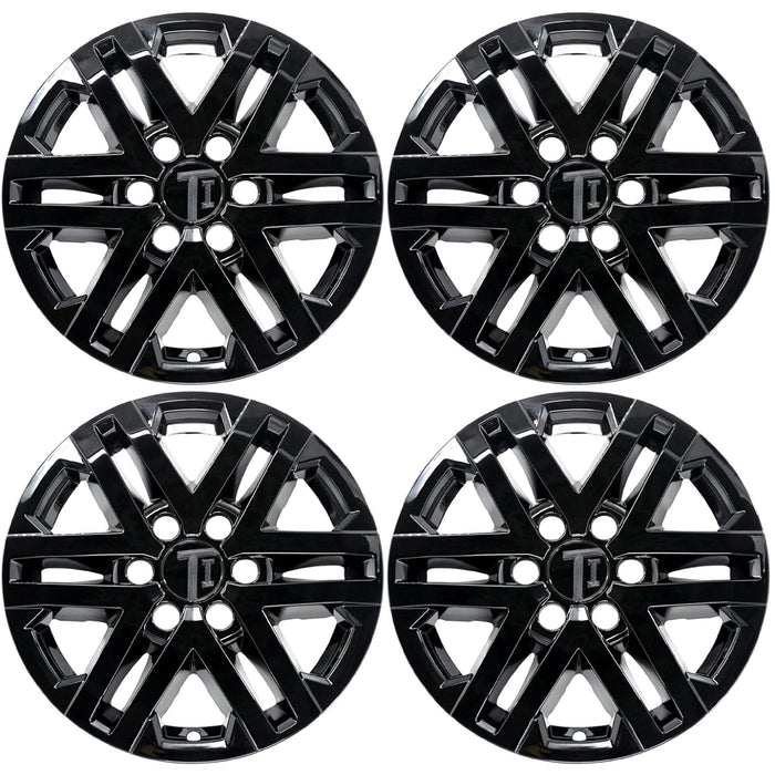 Gloss Black Wheel Skins 8PC Snap-On Rim Covers Alloy Wheels Hubcap Overlay Simulator Set Toyota Tundra - WSK736-18BLK