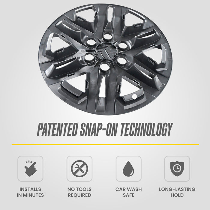 Gloss Black Wheel Skins 8PC Snap-On Rim Covers Alloy Wheels Hubcap Overlay Simulator Set Toyota Tundra - WSK736-18BLK