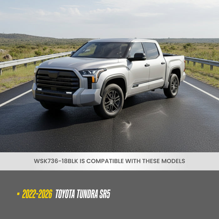 Gloss Black Wheel Skins 8PC Snap-On Rim Covers Alloy Wheels Hubcap Overlay Simulator Set Toyota Tundra - WSK736-18BLK