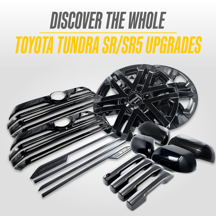 Gloss Black Wheel Skins 8PC Snap-On Rim Covers Alloy Wheels Hubcap Overlay Simulator Set Toyota Tundra - WSK736-18BLK