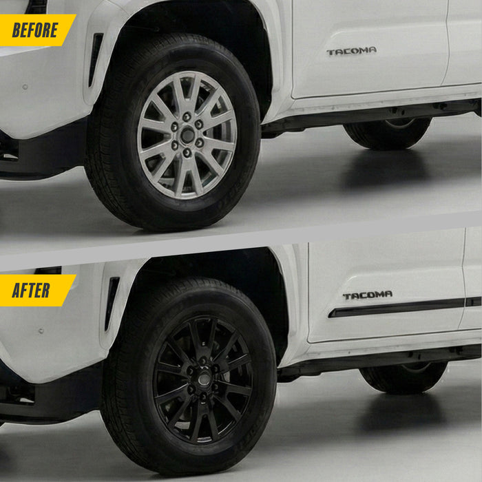 Trim Illusion WSK833-17BLK Chrome Delete 17" Wheel Skin for 24-26 Toyota Tacoma | Fits SR and SR5. Snap-on Gloss Black PP blend wheel Skin. 8 PCS kit U.S. Patented
