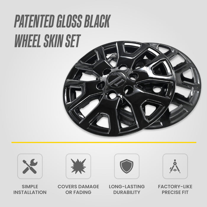 Trim Illusion WSK833-17BLK Chrome Delete 17" Wheel Skin for 24-26 Toyota Tacoma | Fits SR and SR5. Snap-on Gloss Black PP blend wheel Skin. 8 PCS kit U.S. Patented