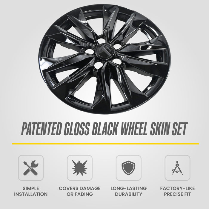 Chrome Delete Wheel Skin Set for 2022–2025 Toyota Corolla Cross – Gloss Black Blackout Trim Accessory