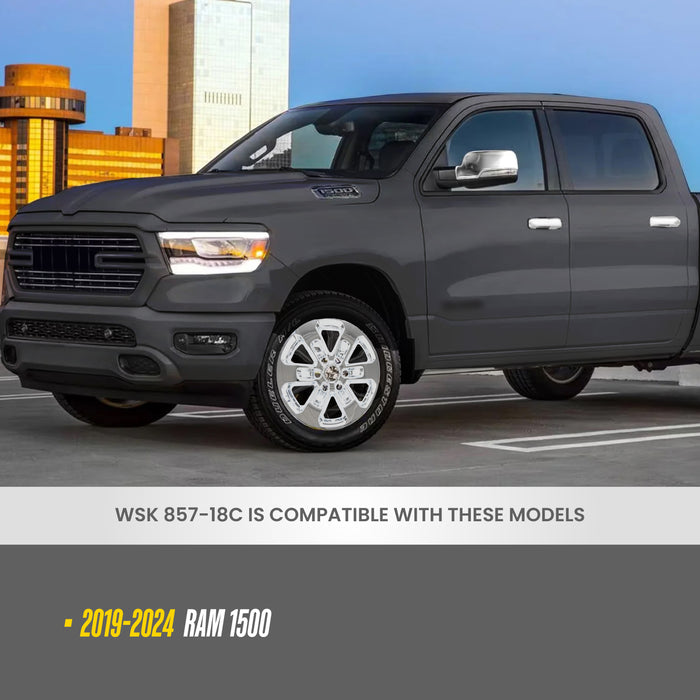 Chrome 17-Inch Wheel Skins Fits 17" 5-Lug Alloy Wheels 4 PCS - Ram 1500 2019-2024 -  -DH6361BLK